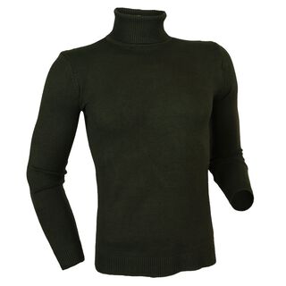Sweater Verde Musgo New Hilo Fino Cuello Alto Modelo 805,hi-res