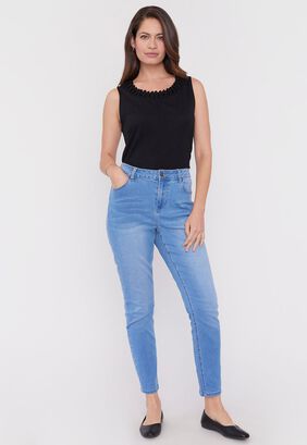 Jeans Mujer Skinny 1 Boton Azul Claro Corona,hi-res