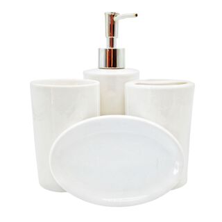 Accesorio de Baño Ceramica Jabonera Pack 4 Piezas Dispensador,hi-res