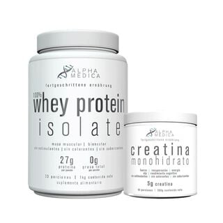 PACK PROTEINA 100% WHEY PROTEIN ISOLATE + CREATINA 300GR - ALPHA MEDICA,hi-res