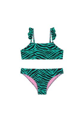 Traje de Baño Bikini UV30+ con Vuelos para Teens Niña Verde,hi-res