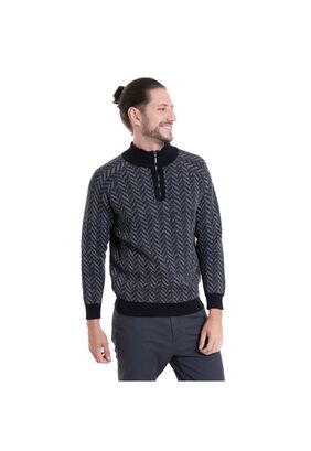 Sweater Half Zipper Contraste Negro,hi-res