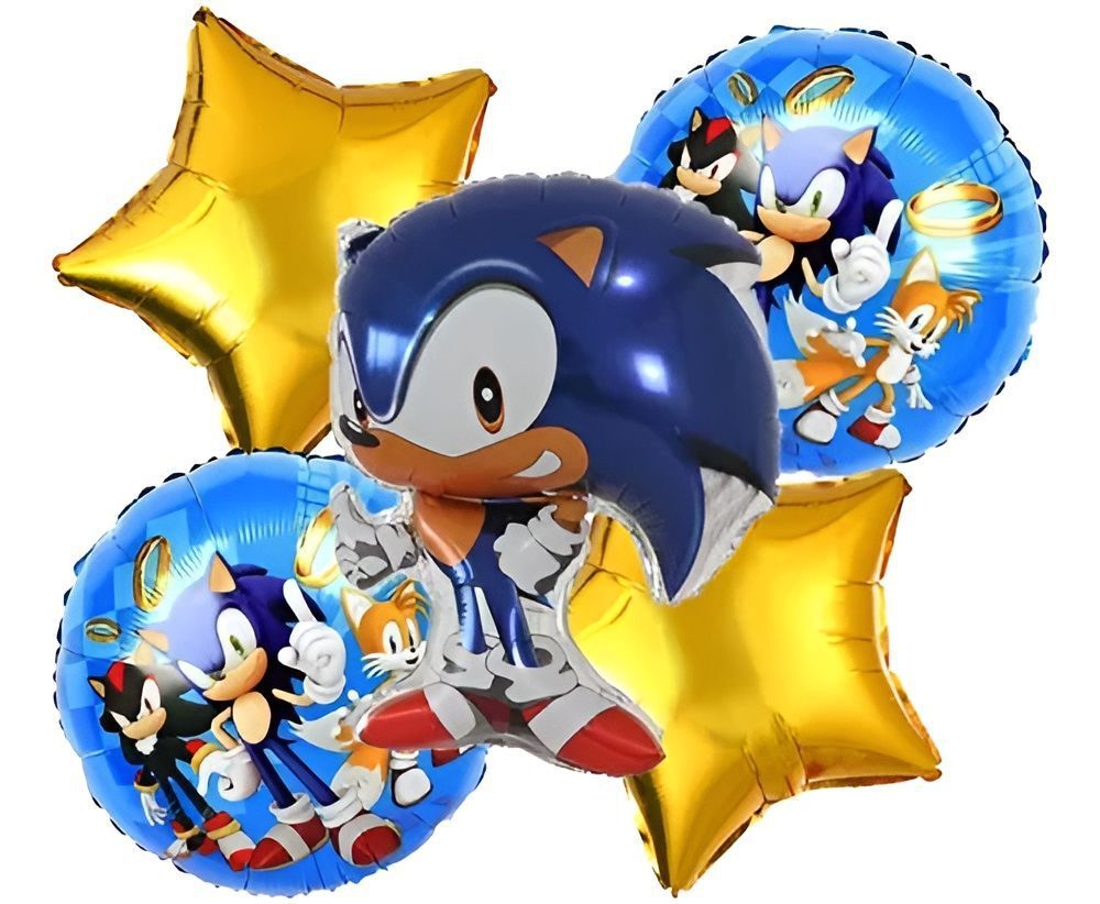 X5 Globos Sonic Set Cumpleaños Sonic Decoracion Cumpleaños
