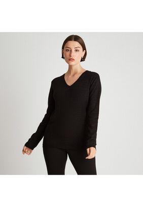 Sweater de Lurex Cuello  en V Negro,hi-res