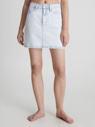 Minifalda denim de tiro alto Blanco Calvin Klein,hi-res