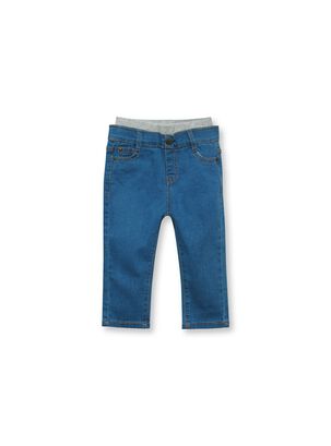 Jeans De Niño Con Pretina De Rib Azul (6M A 4A) Opaline,hi-res