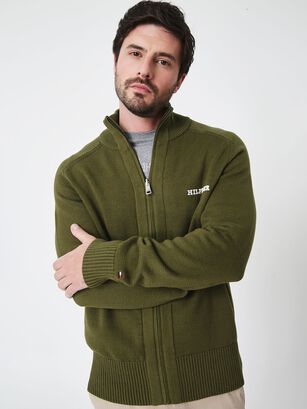 Sweater Monotipocon Cierre Verde Tommy Hilfiger,hi-res