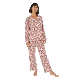 Pijama Bamers Paz Mujer Rojo Print,hi-res