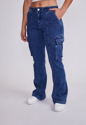 Jeans Mujer Azul Elasticados Bolsillos Carpintero Sioux,hi-res