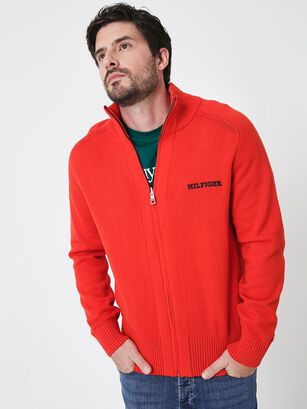 Sweater Monotipocon Cierre Rojo Tommy Hilfiger,hi-res