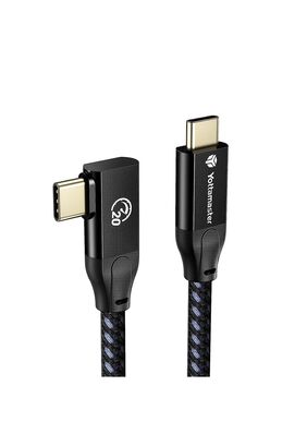 Yottamaster Cable USB C a USB C de 90 grados con carga de 100 W, cable tipo C de 20 Gbps de ángulo recto de 6.6 ft con soporte de marcador electrónico de 4 K a 60 Hz, totalmente compatible con dispositivos de teléfono/portátil/tablet/interruptor USB C,hi-res