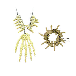 Set Collar Pulsera Diseño Esqueleto Tribal Halloween,hi-res
