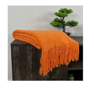 Manta Decorativa Tejida Estilo Nordico Para Sofa Sillon Cama Naranja,hi-res