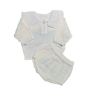 Ropa de algodón orgánico para niñas recién nacidas 2 piezas 80 cm Blanco,hi-res