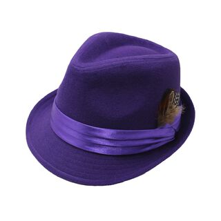 Sombrero Inglés Fantasía Purpura Pluma Inv S/M,hi-res