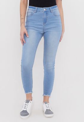 Jeans Mujer Skinny Azul Claro Bota Cortada Corona,hi-res