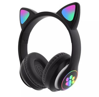 Audífonos Inalámbricos Bluetooth Rgb Orejas Gato Negro,hi-res