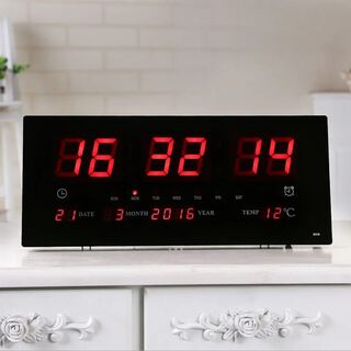 Reloj Digital de Pared con Calendario e Indicador de Temperatura,hi-res