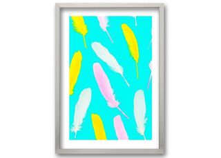 Cuadro 70x50 cm ilustración Plumas neon,hi-res