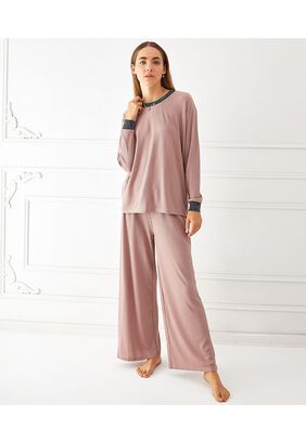 Set Pijama Mujer Largo Lounge Palo Rosa S,hi-res