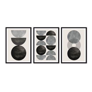Set Triple Cuadros Abstracto Luna,hi-res