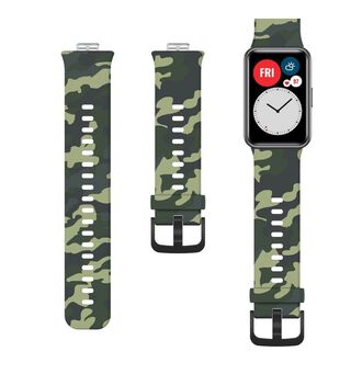 Correa De Diseño Compatible Con Huawei Watch Fit Verde Militar,hi-res