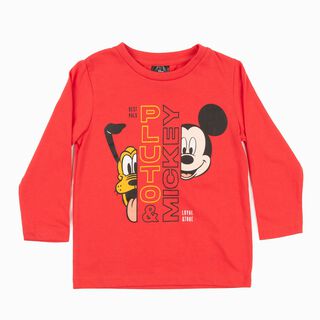 Polera Manga Larga Niño Pluto Mickey Rojo Disney,hi-res