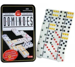 Juego Domino Doble 6 En Caja Metálica 28 Fichas,hi-res