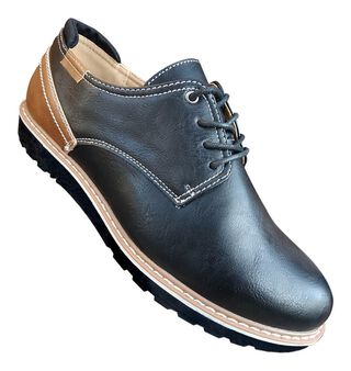 Zapato De Hombre Casual Oxford Cuero Pu Liso - Negro - 7114,hi-res