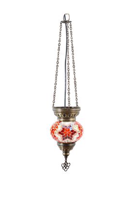 Lámpara turca colgante tricadena S cicek naranja,hi-res
