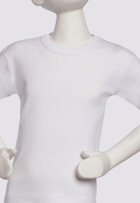 Camiseta Manga Corta Cuello Polo Niño Algodón Blanco,hi-res