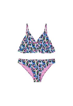 Traje de Baño Bikini UV30+ con Vuelos para Teens Niña Azul,hi-res