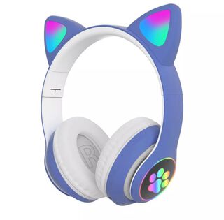 Audífonos Inalámbricos Bluetooth Rgb Orejas Gato azul,hi-res