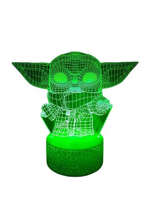 Lámpara ilusión 3D Bebe Yoda 7 Colores Led,hi-res
