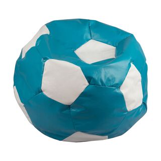 Pouf Pera Futbol Infantil Eco Cuero Celeste-Blanco 50x50x50 Máxima Design,hi-res