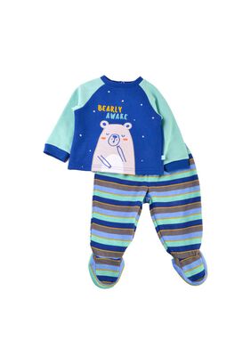 Set 2 Pzas Pijama Bebé Niño Azul Pillin,hi-res