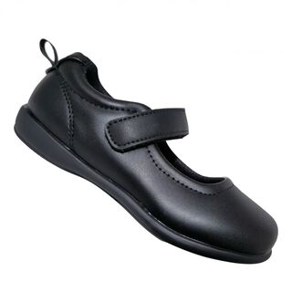 Zapato Escolar De Cuero Para Niña Ajuste Velcro Negro 7504,hi-res