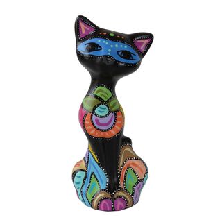 Gato decorativo de cerámica negro,hi-res