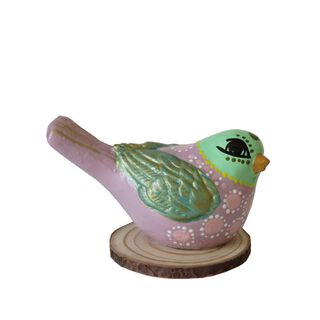    Pájaro decorativo de cerámica con base en madera,hi-res