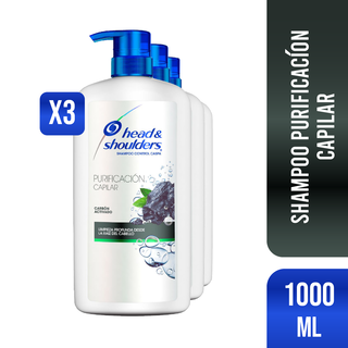 Pack 3 Shampoo Head & Shoulders Purifica Capilar Carbón 1L,hi-res