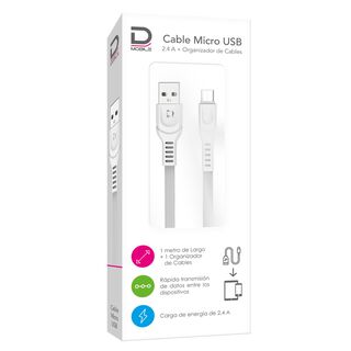 Cable MicroUSB 2.4A Blanco 1 metro Datacom Pronobel,hi-res