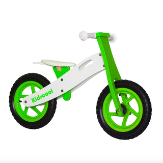 Bicicleta Aprendizaje Madera Verde Con Blanco Kidscool,hi-res