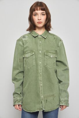 Blusa casual  verde zara talla L 015,hi-res