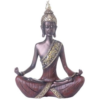 Figura Decorativa Buda Padmasana Mudra Caoba,hi-res