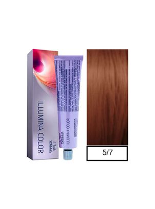 WELLA - Tintura permanente illumina color 5/7 Castaño Claro Marrón 60 ml + Oxidante,hi-res