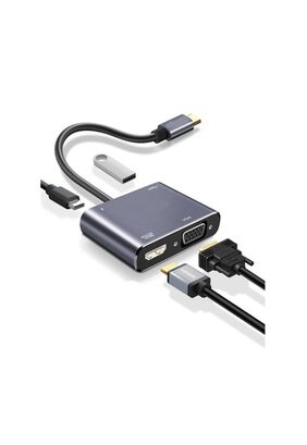 Hub Adaptador 4 en 1 Type-C a HDMI 4K + VGA + USB 3.0+ USB C,hi-res