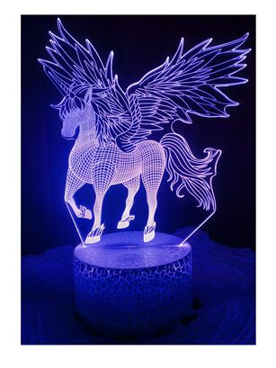 Lámpara ilusión 3D Unicornio Pegaso 7 Colores Led,hi-res