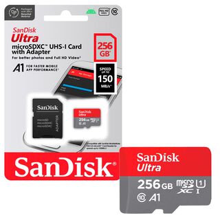 Tarjeta de Memoria MicroSD SanDisk 256GB + Adaptador 150MB/s,hi-res