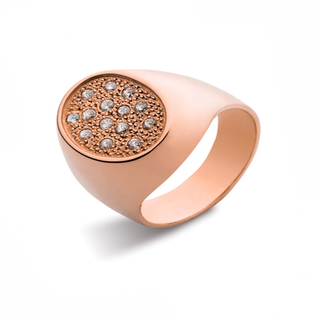 Anillo de Oro Rosado 18kt Modelo Oval con 14 Diamantes Corte Brillante de 1pts,hi-res