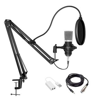 Microfono Condensador Profesional con Brazo Aux 3.5mm,hi-res